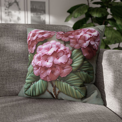 Pink Hydrangea Pillowcase Botanical Floral Accent