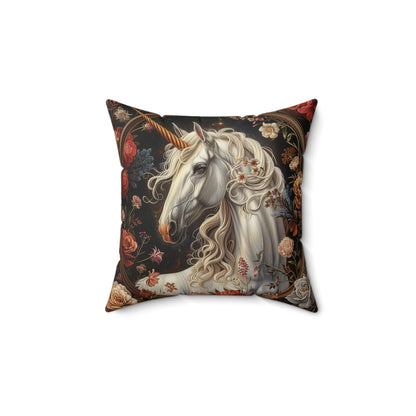 White Unicorn Botanical William Morris Inspired Victorian Pillow Home Decor