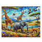 Stained Glass African Savanna forest landscape scene Jigsaw Puzzle (120, 252, 500-Piece)