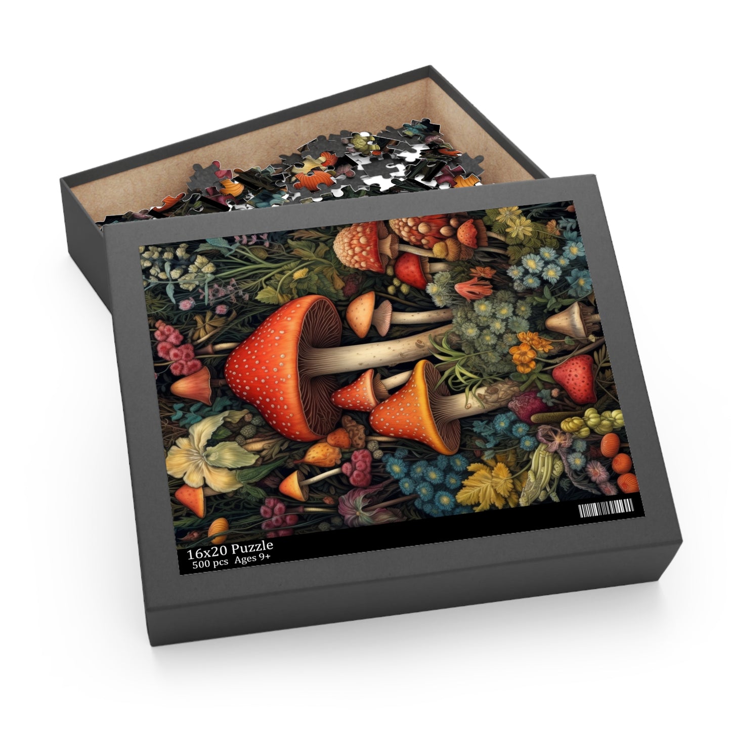 William Morris Inspired Wild Mushroom Jigsaw Puzzle (120, 252, 500-Piece) Gift-Ready Box, Adult Jigsaw Puzzle