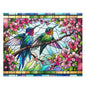Stained Glass Hummingbirds Spring Cherry Blossom Puzzle Box (120, 252, 500-Piece) Adult Jigsaw Puzzle, Gift Him Her