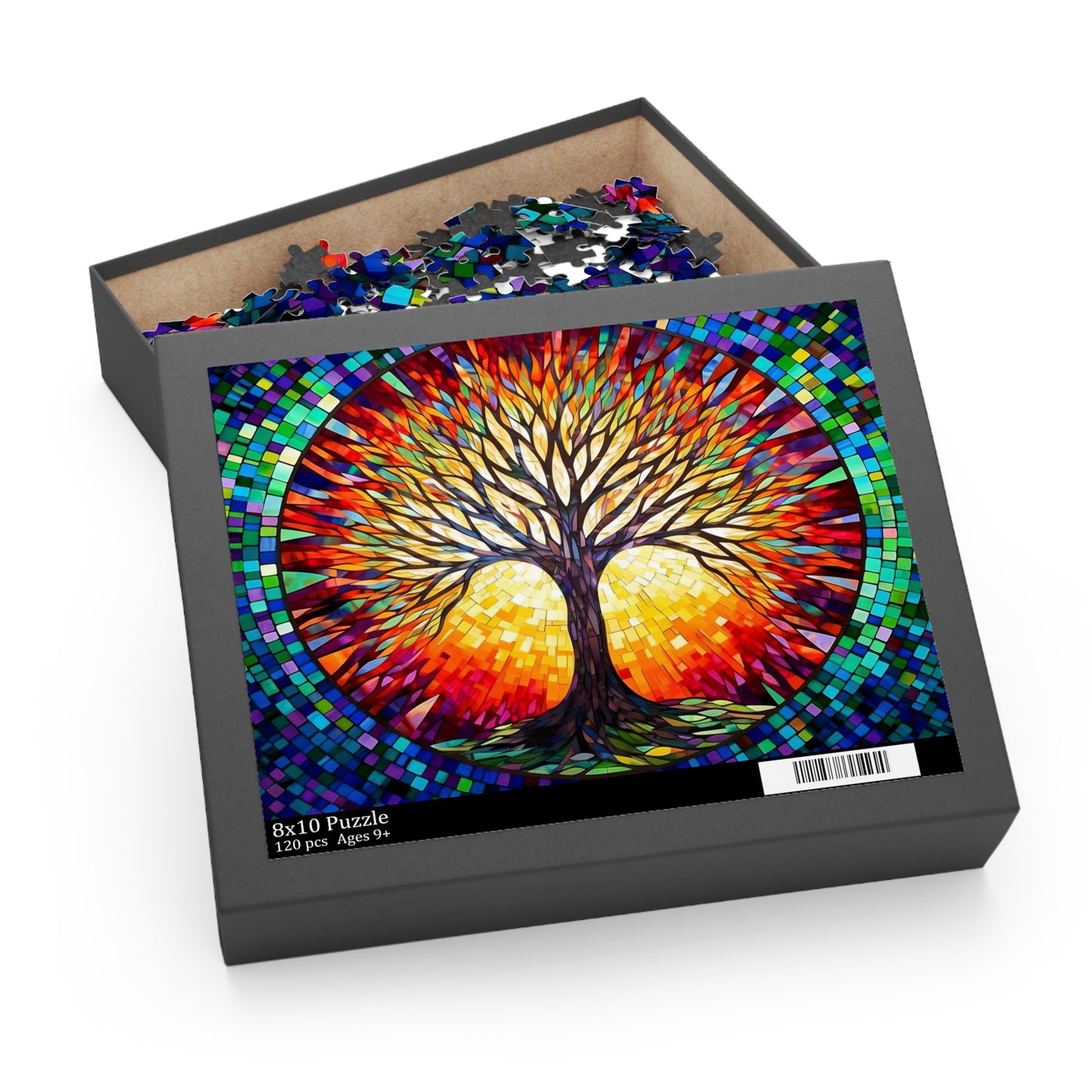 Colorful Tree of Life Mosaic Stained Glass Puzzle (120, 252, 500-Piece) Gift-Ready Box, Adult Jigsaw Puzzle
