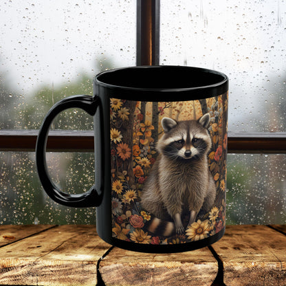 Botanical Raccoon Coffee Mug: Woodland Fall Ceramic Drinkware