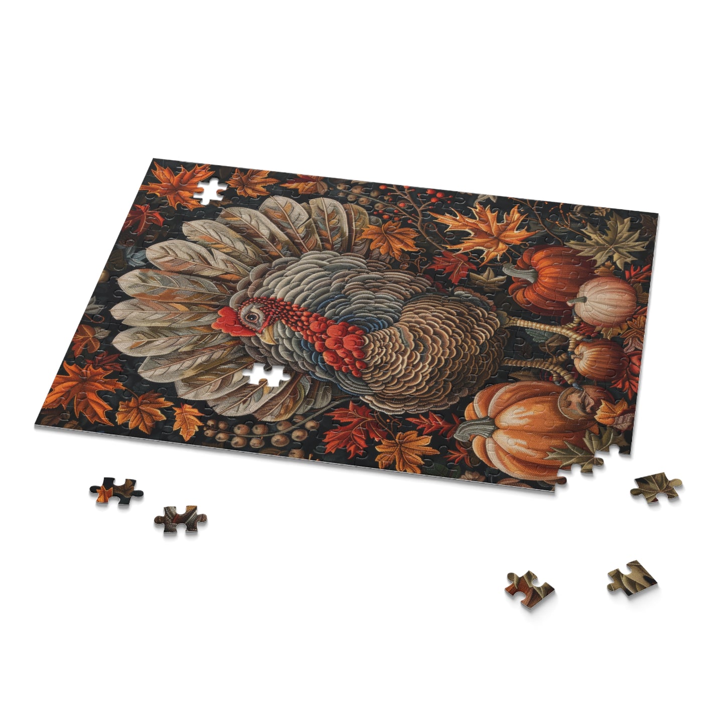 Thanksgiving Turkey Pumpkins Jigsaw Puzzle (120, 252, 500-Piece) Gift-Ready Box, Adult Jigsaw Puzzle