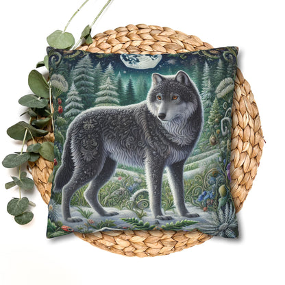 Wolf Design Square Pillowcase, Nature Decor, Wildlife Home Accent, Cozy Gift for Animal Lovers, Rustic Living Room Decor