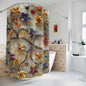 3D Stained Glass Colorful Jewelry Fall Flowers Polyester Shower Curtain