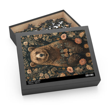 William Morris Inspired Forestcore Mama Bear Jigsaw Puzzle (120, 252, 500-Piece)  Gift-Ready Box, Adult Jigsaw Puzzle, Gift Him Her