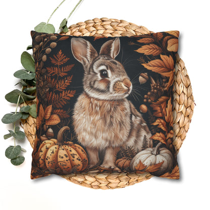 Bunny Fall Pillow: William Morris Autumn Forest Throw Cushion