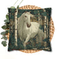 White Horse Forest Pillowcase, Decorative Square Throw Pillow Cover