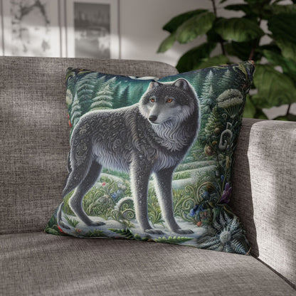 Wolf Design Square Pillowcase, Nature Decor, Wildlife Home Accent, Cozy Gift for Animal Lovers, Rustic Living Room Decor