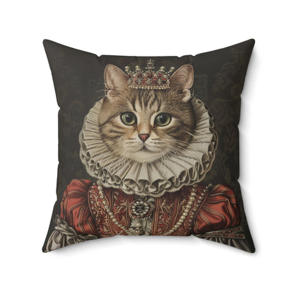 Rococo Royal Cat Square Pillow, Fun Home Decor, Cat Lover Gift, Unique Cushion, Pet Themed Gift, Cozy Living Room Accent
