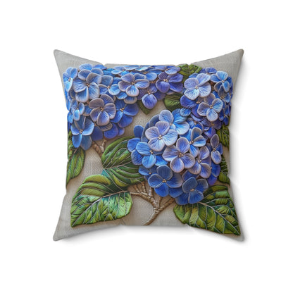 Hydrangea Purple Blue Decorative Pillow, Botanical Home Decor Pillow