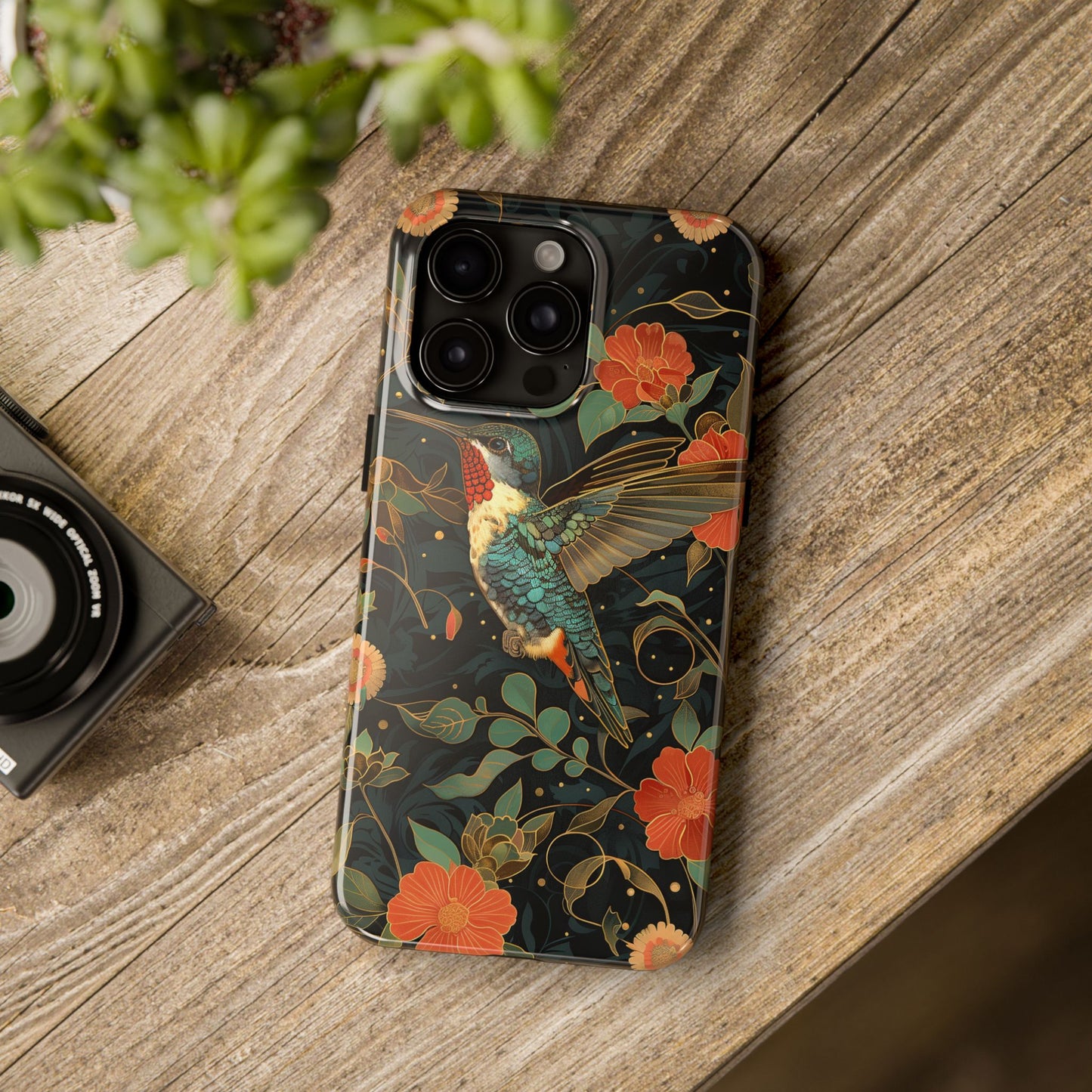 Art Deco Hummingbird Print in The Style of William Morris iPhone Tough Case