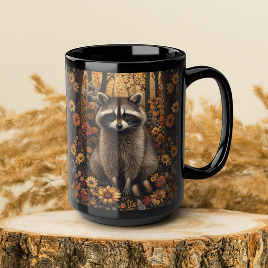 Botanical Raccoon Coffee Mug: Woodland Fall Ceramic Drinkware
