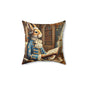 Victorian Rococo Bunny Pillow: Whimsical Blue Gold Accent Cushion