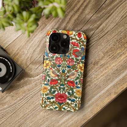 Vintage Pattern Rose And Bird in The Style of William Morris iPhone Tough Case