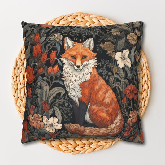 William Morris Inspired Botanical Woodland Fox Decorative Pillowcase
