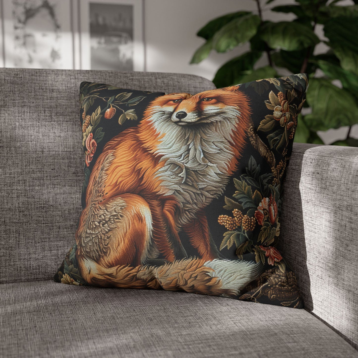 Forest Fox William Morris Inspired | Fox Ancient Decorative Pillowcase