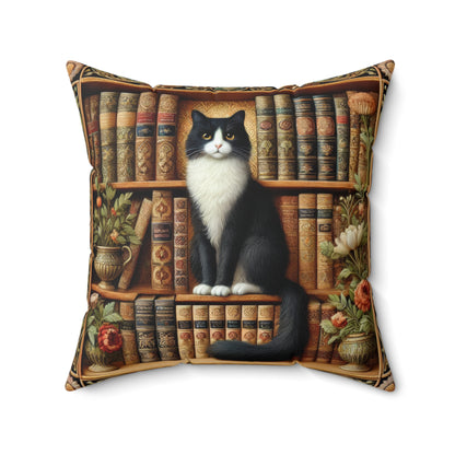 Cat Bookshelf Pillow: Whimsical Book Lover Home Decor