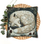 Art Deco Arctic Fox Pillow Cover: William Morris Style Winter Cushion