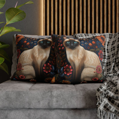 William Morris Inspired Siamese Cat Flower Garden Pillowcase