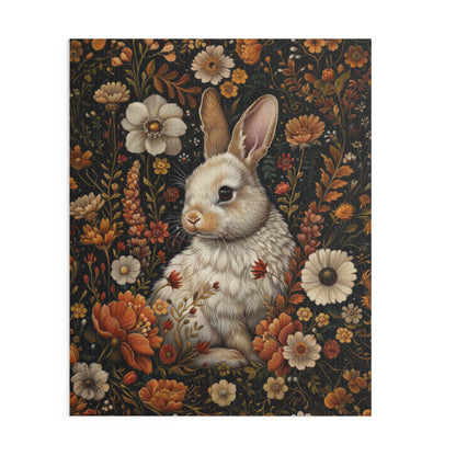 William Morris Inspired Fall Flowers Bunny Jigsaw Puzzle Box Gift (120 252 500-Piece) Mindfulness Activity, Family Fun, Home Decor,