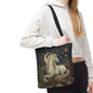 William Morris Inspired Celestial Unicorn Tote Bag | Moonlit Fantasy Market Bag