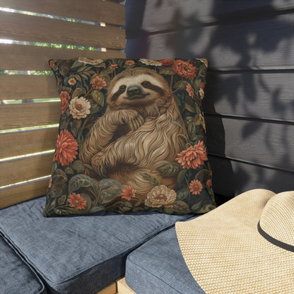 Sloth Outdoor Pillow, Cute Animal Throw Pillow, Tropical Wildlife Cushion, Botanical Accent Pillow, Jungle Decor, Nature Lover Gift, Sloth Lover Pillow