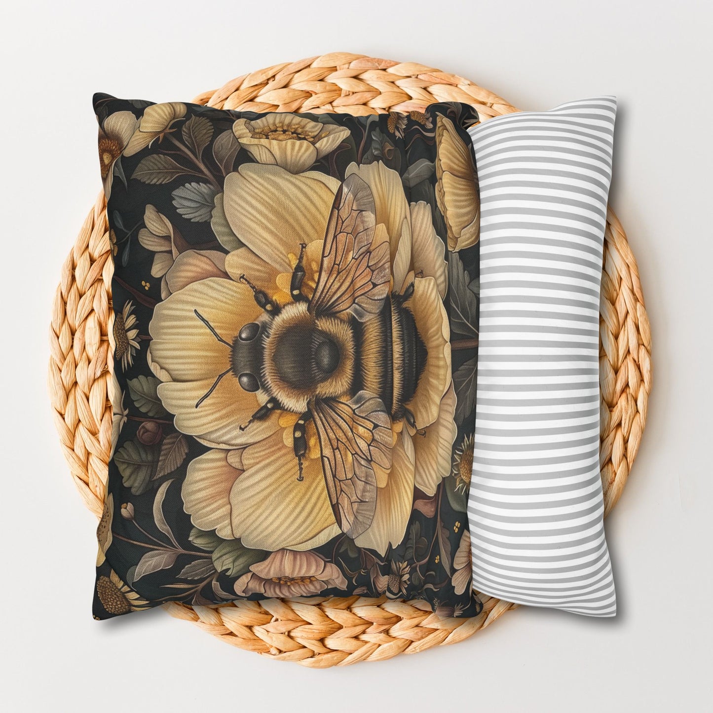Botanical Bumble Bee William Morris Inspired Art Nouveau Pillowcase