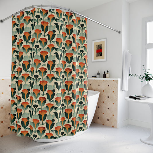 Botanical Art Deco Polyester Shower Curtain