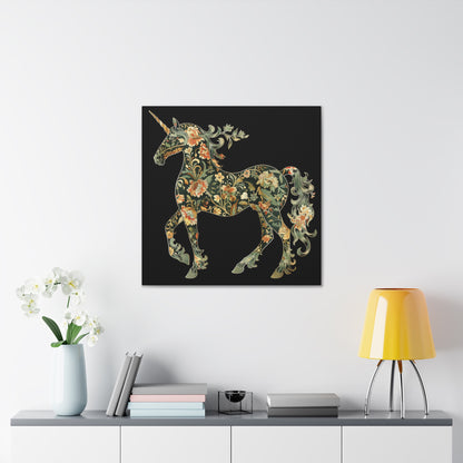 Floral Unicorn Canvas Art Print, Canvas Gallery Wraps, Nature Decor, Home Wall Decor, Boho Style, Animal Artwork