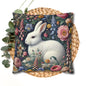 Floral Bunny Pillowcase, Cozy Home Decor, Cute Easter Gift, Soft Throw Pillow Cover, Spring Decoration