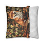 Fox in a Pumpkin Patch William Morris Pillow Inspired, Decorative Fall Pillow Decor, Spun Polyester Square Pillow