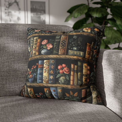 Whimsical Bookshelf Botanicals William Morris Style Pillow, Home Decor, Botanical Throw Pillow, Square Pillow, Spun Polyester Pillow