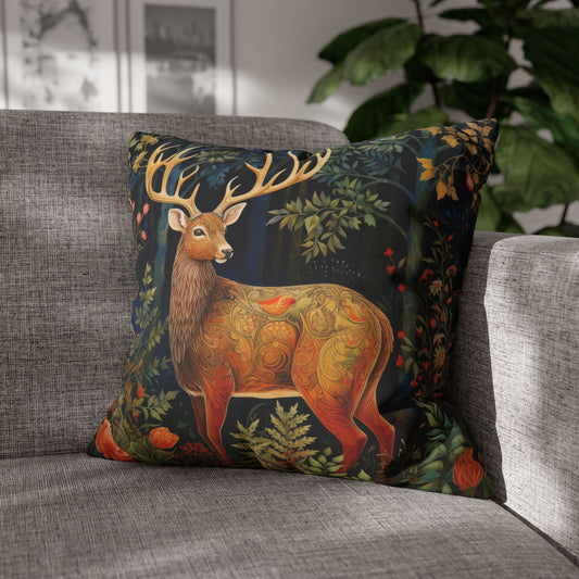 Whimsical Vintage Forest Deer William Morris-Inspired Botanical Woodland Decorative Pillow Home Decor
