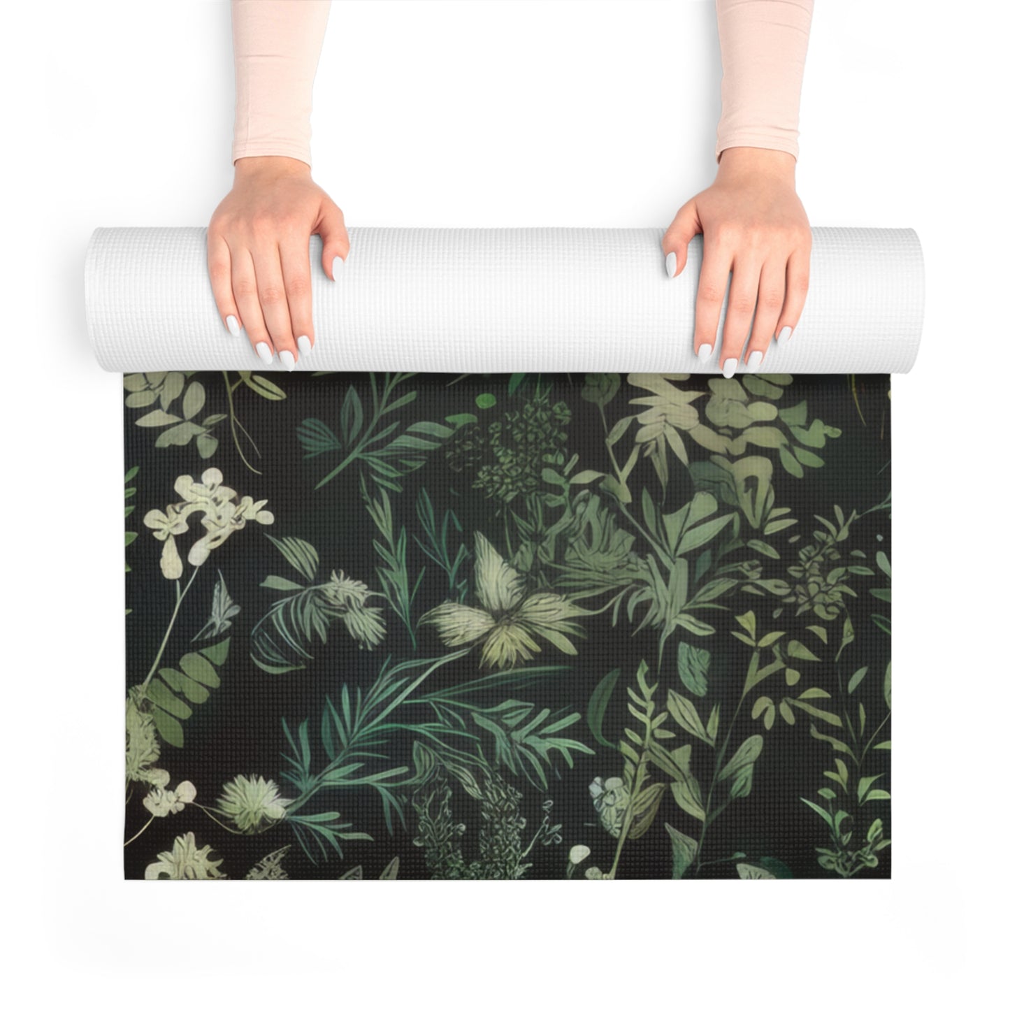 Green Botanical Yoga Mat, Pilates Mat, Eco-Friendly Workout Mat, Non-Slip Exercise Mat, Yoga