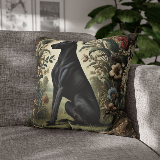 Black Thai Ridgeback Dog Ornate Botanical Themed Forest William Morris Inspired Decorative Pillow