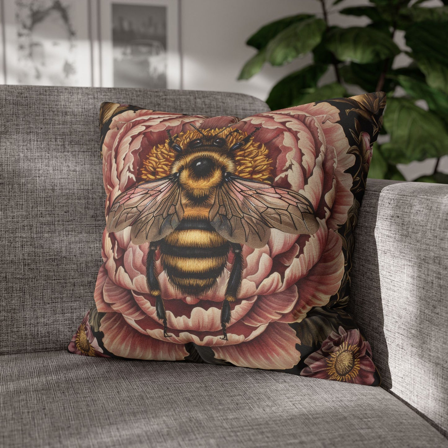 Bumblebee Pink Peony Pillowcase