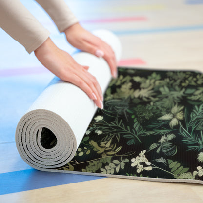 Green Botanical Yoga Mat, Pilates Mat, Eco-Friendly Workout Mat, Non-Slip Exercise Mat, Yoga