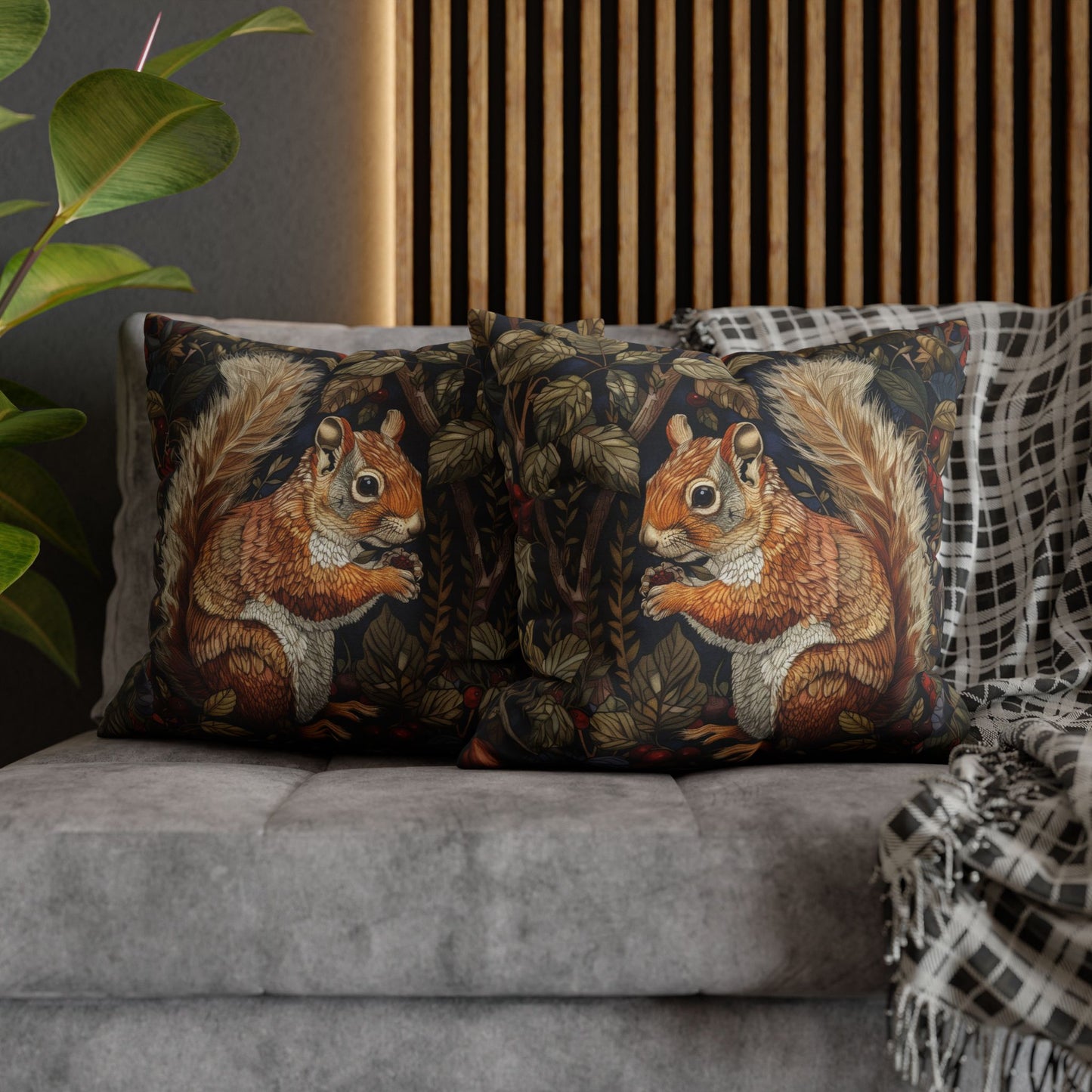 William Morris Inspired Squirrel Berry, Ancient Decorative Pillow