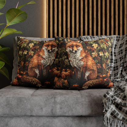 Fox in a Pumpkin Patch William Morris Pillow Inspired, Decorative Fall Pillow Decor, Spun Polyester Square Pillow