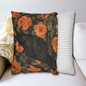 Raven Orange Roses Gothic Throw Pillow | William Morris Inspired Raven Halloween Pillow Decor