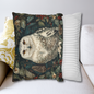 William Morris Inspired Snow Owl Winter Botanicals Home Decor Pillow