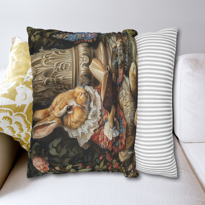 William Morris Inspired Rococo Peter The Rabbit Vintage Book Pillow