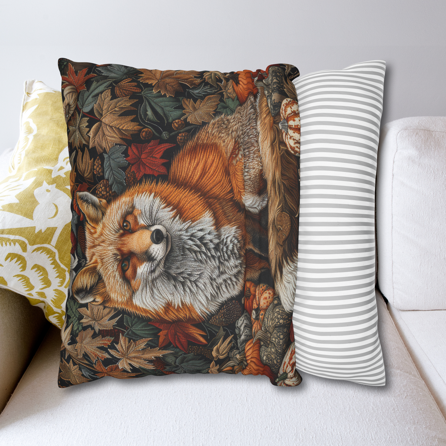 William Inspired Woodland Fox Pumpkins Patch Decorative Squrae Pillow