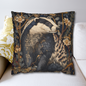 Woodland Elegance Badger Polyester Square Pillow | William Morris Inspired Badger Decorative Pillow