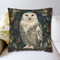 William Morris Inspired Snow Owl Winter Botanicals Home Decor Pillow