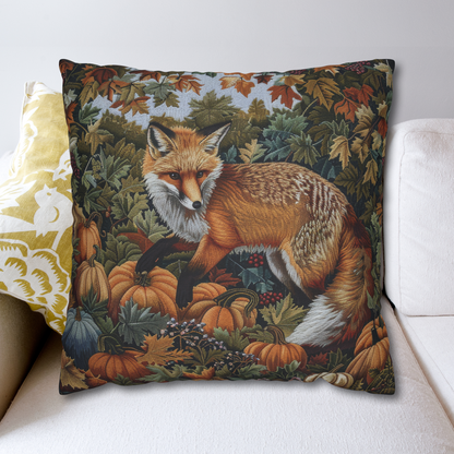 Woodland Fox Pumpkins Patch William Morris Inspired Decorative Pillow