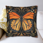 Woodland Monarch Butterfly Floral Botanical in the Style of William Morris Pillow