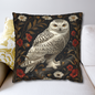 William Morris Inspired Snow Owl Winter Botanicals Home Decor Pillow